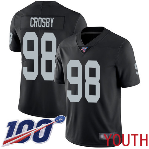 Oakland Raiders Limited Black Youth Maxx Crosby Home Jersey NFL Football #98 100th Season Vapor Jersey->women nfl jersey->Women Jersey